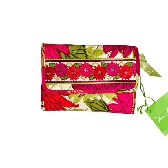 Vera Bradley Hello Dahlia Euro Wallet Floral Quilted Bucket Purse Set Pink Green - Picture 8 of 16